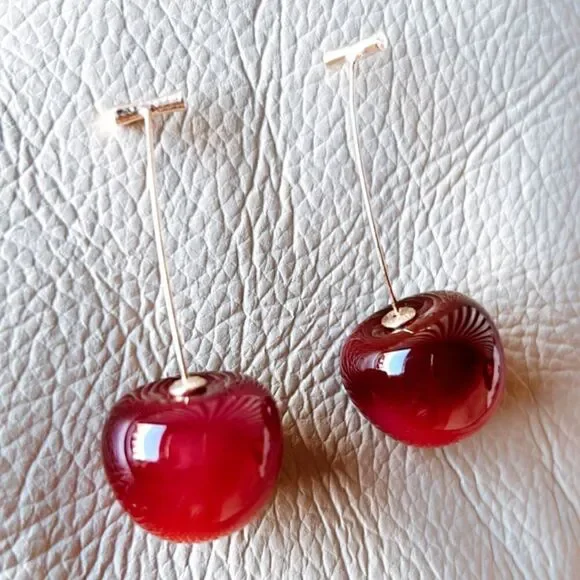 cherry earrings A301 - Picture 3 of 4